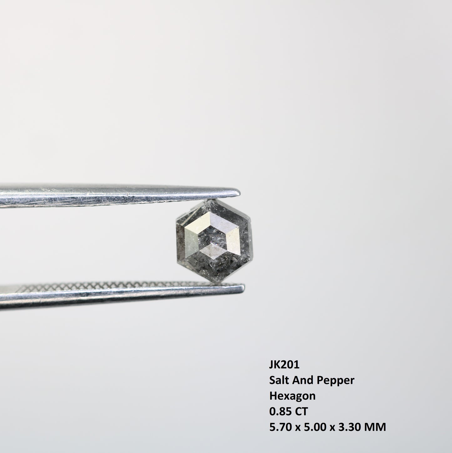0.85 CT Salt And Pepper Hexagon Cut Natural Diamond For Engagement Ring - JayKrishna Diamond