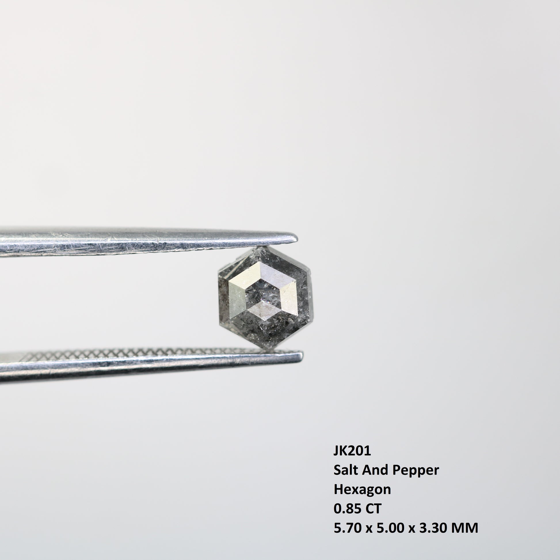 0.85 CT Salt And Pepper Hexagon Cut Natural Diamond For Engagement Ring - JayKrishna Diamond