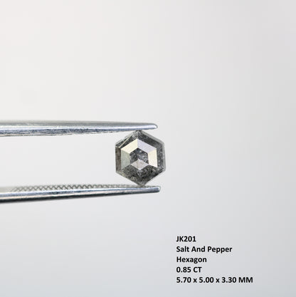 0.85 CT Salt And Pepper Hexagon Cut Natural Diamond For Engagement Ring - JayKrishna Diamond