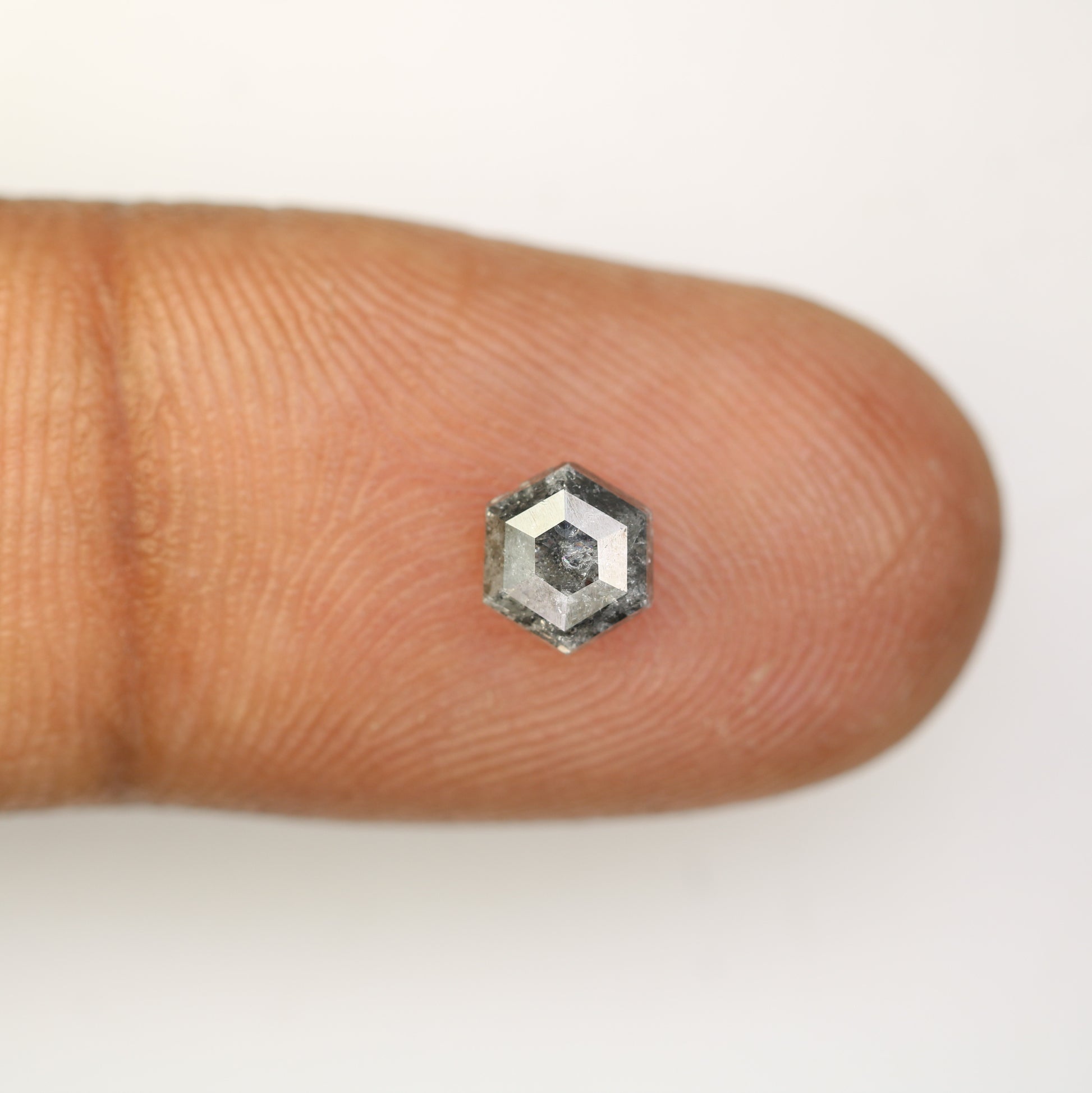 0.85 CT Salt And Pepper Hexagon Cut Natural Diamond For Engagement Ring - JayKrishna Diamond