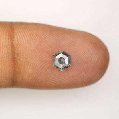 0.85 CT Salt And Pepper Hexagon Cut Natural Diamond For Engagement Ring - JayKrishna Diamond