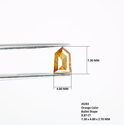 0.87 CT Bullet Shape Natural Orange 7.30 MM Loose Fancy Diamond For Designer Ring - JayKrishna Diamond