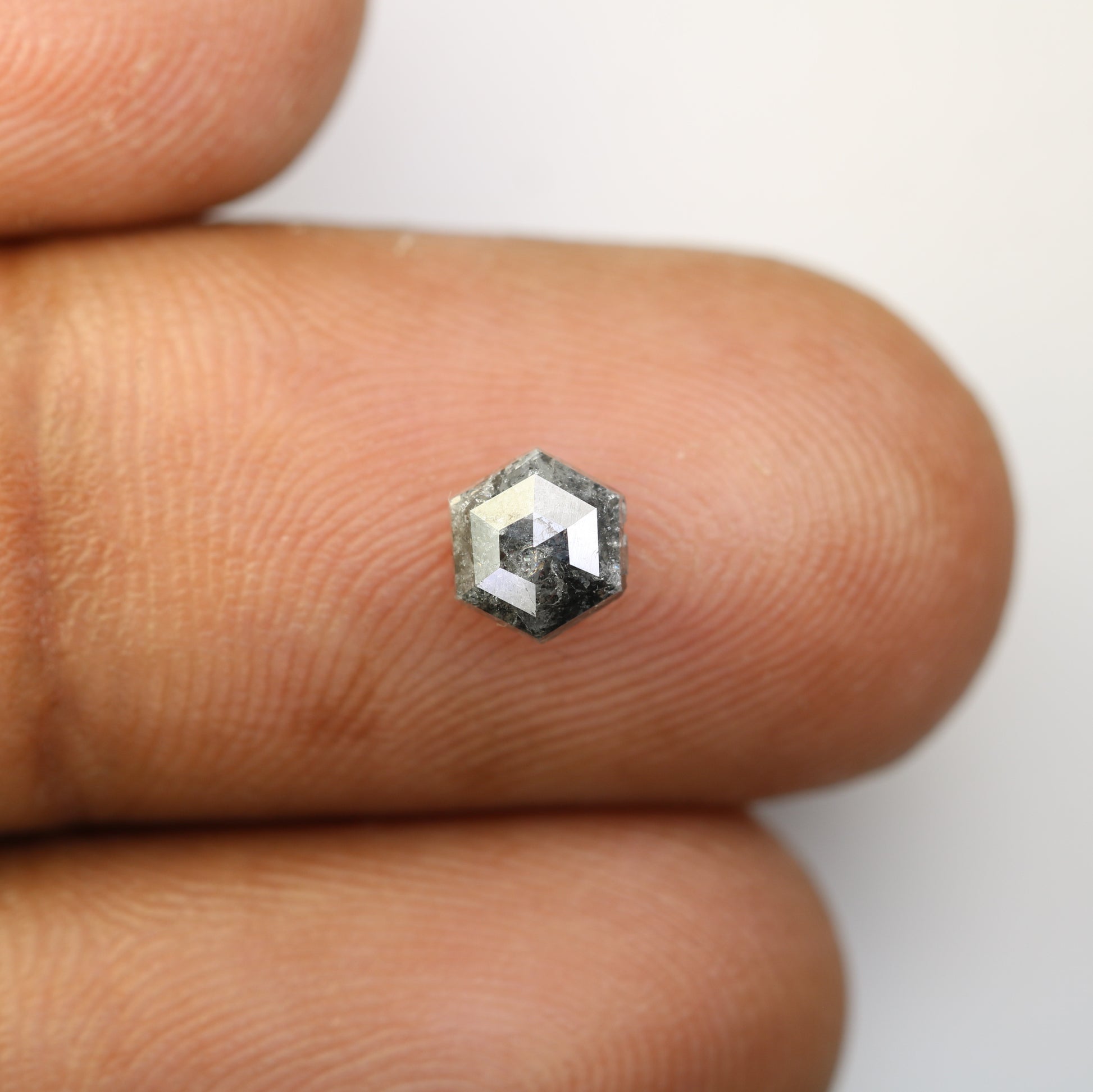 0.85 CT Salt And Pepper Hexagon Cut Natural Diamond For Engagement Ring - JayKrishna Diamond