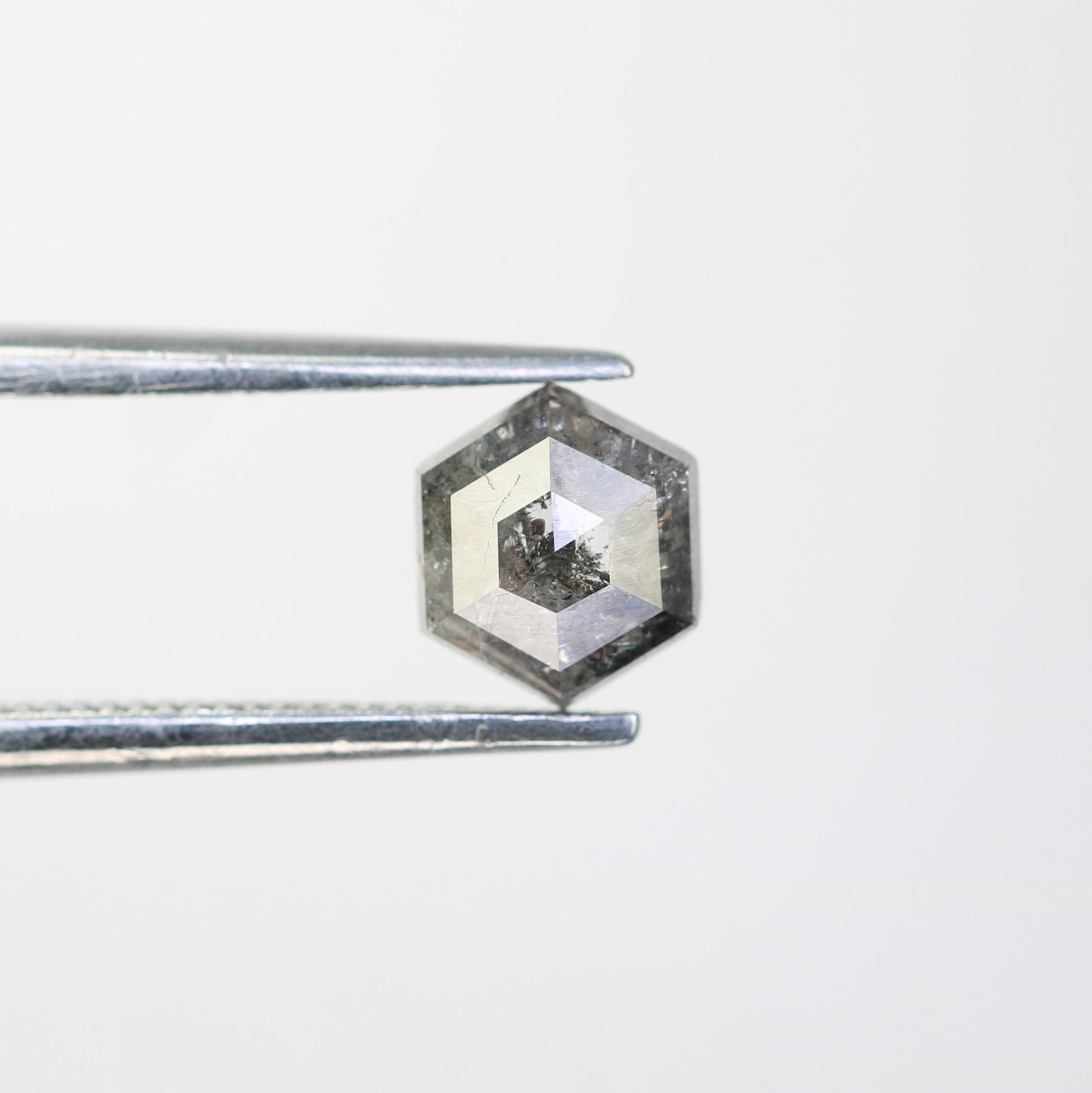 0.86 CT Salt And Pepper Elongated Hexagon Shape Natural Diamond For Engagement Ring - JayKrishna Diamond