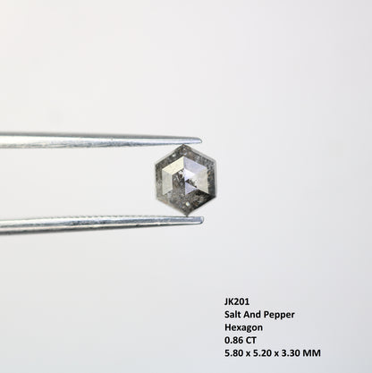 0.86 CT Salt And Pepper Elongated Hexagon Shape Natural Diamond For Engagement Ring - JayKrishna Diamond