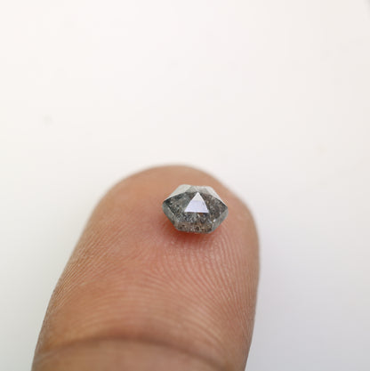 0.86 CT Salt And Pepper Elongated Hexagon Shape Natural Diamond For Engagement Ring - JayKrishna Diamond