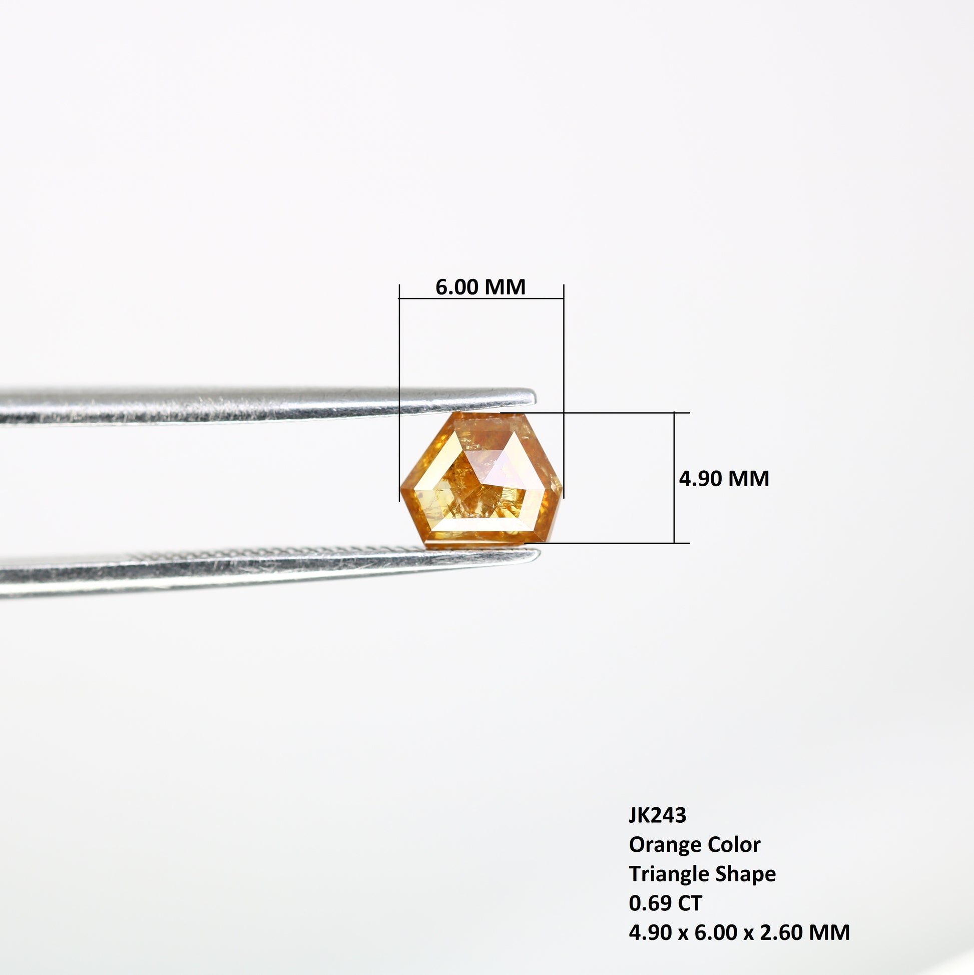 0.69 Carat 4.90 MM Orange Fancy Triangle Shape Natural Diamond For Wedding Ring - JayKrishna Diamond