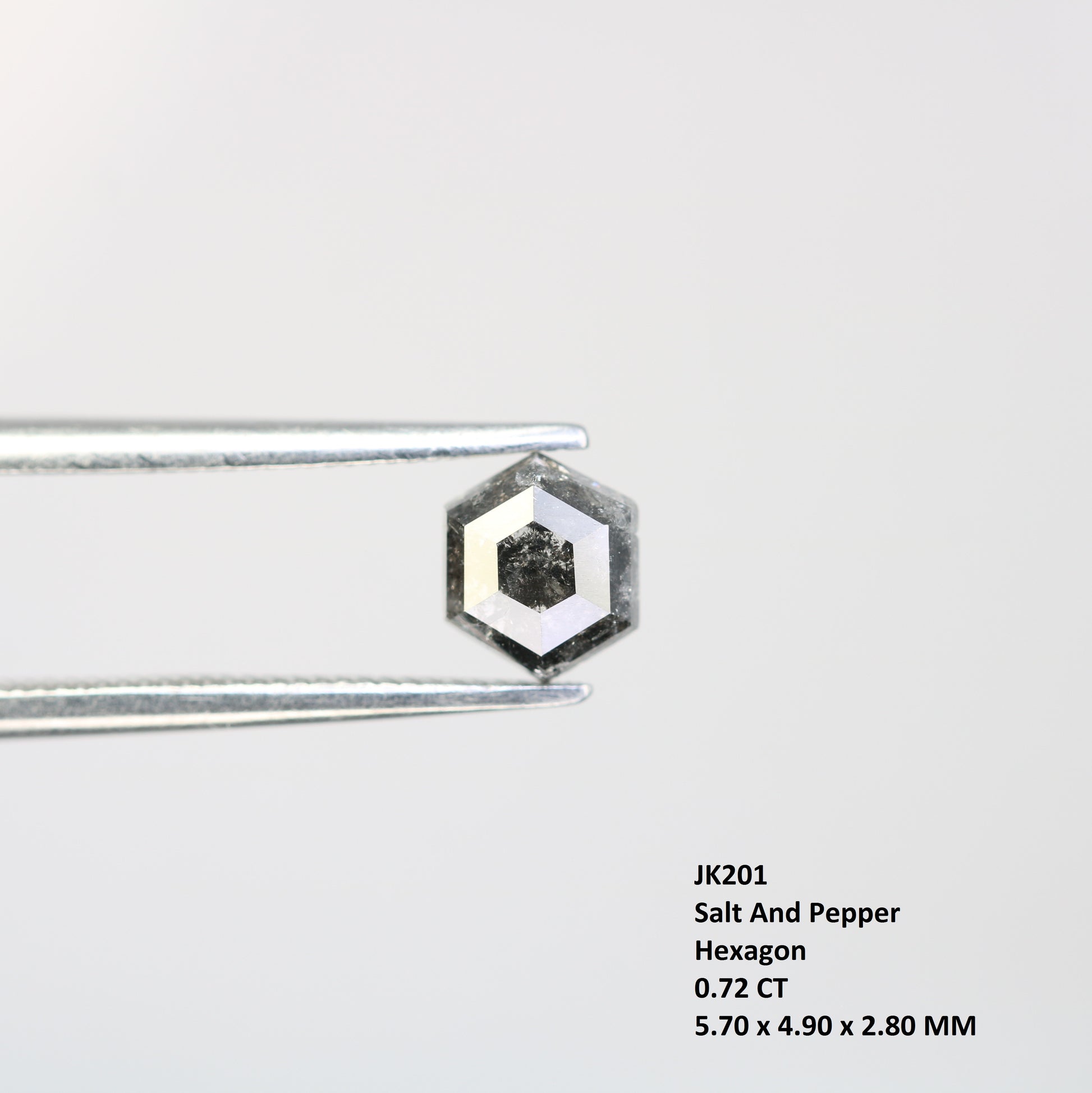 0.72 CT Elongated Hexagon Shape Salt And Pepper Natural Diamond For Engagement Ring - JayKrishna Diamond