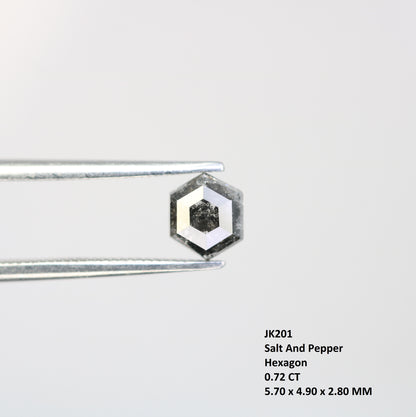 0.72 CT Elongated Hexagon Shape Salt And Pepper Natural Diamond For Engagement Ring - JayKrishna Diamond