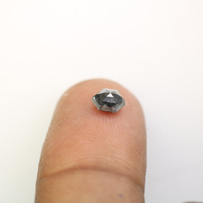 0.72 CT Elongated Hexagon Shape Salt And Pepper Natural Diamond For Engagement Ring - JayKrishna Diamond
