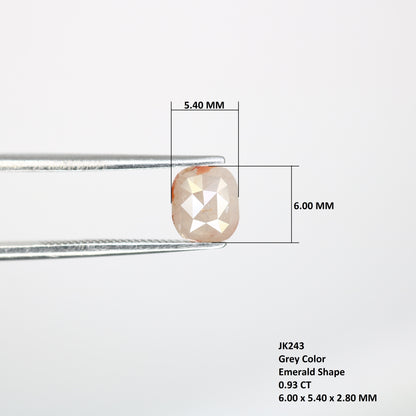 0.93 CT Grey Emerald Shape 6.00 MM Polished Diamond For Engagement Ring - JayKrishna Diamond
