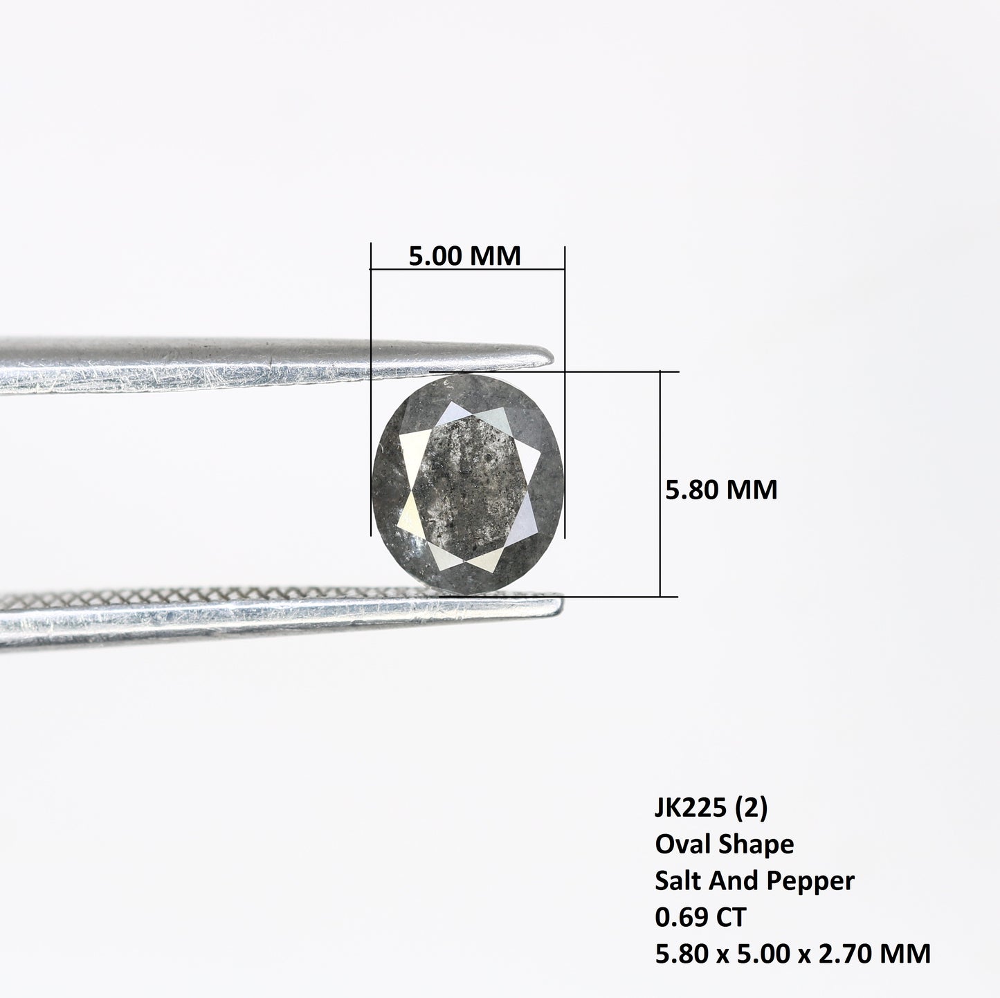 0.69 Carat Oval Shaped Natural Loose Salt And Pepper Diamond For Wedding Ring - JayKrishna Diamond