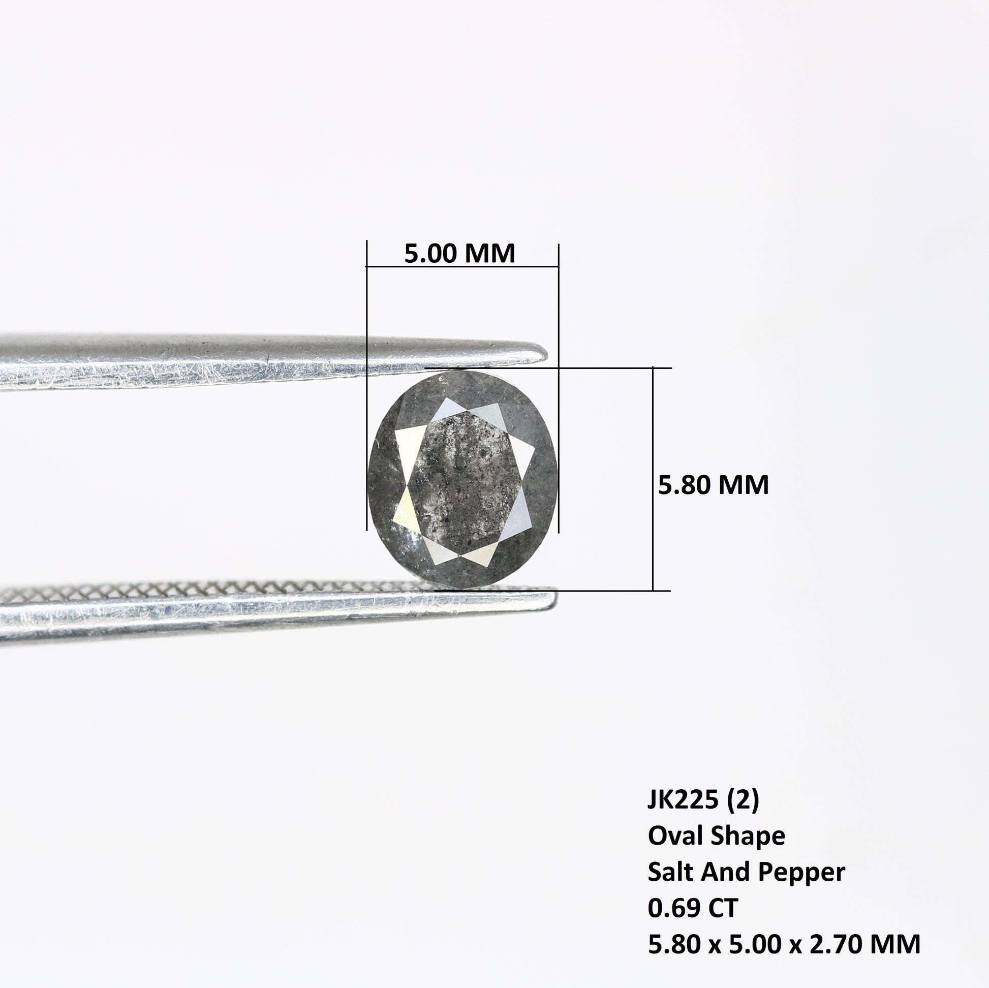 0.69 Carat Oval Shaped Natural Loose Salt And Pepper Diamond For Wedding Ring - JayKrishna Diamond