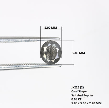 0.69 Carat Oval Shaped Natural Loose Salt And Pepper Diamond For Wedding Ring - JayKrishna Diamond