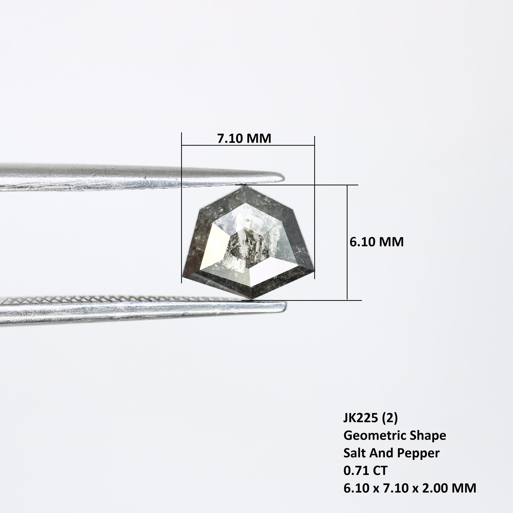 0.71 CT Loose Natural Salt And Pepper Geometric Shaped Diamond For Wedding Ring - JayKrishna Diamond