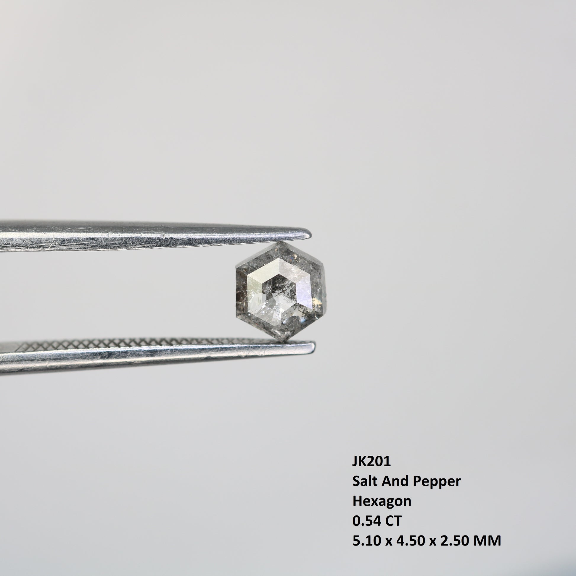 0.54 CT Salt And Pepper Loose Elongated Hexagon Shape Diamond For Engagement Ring - JayKrishna Diamond