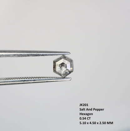 0.54 CT Salt And Pepper Loose Elongated Hexagon Shape Diamond For Engagement Ring - JayKrishna Diamond