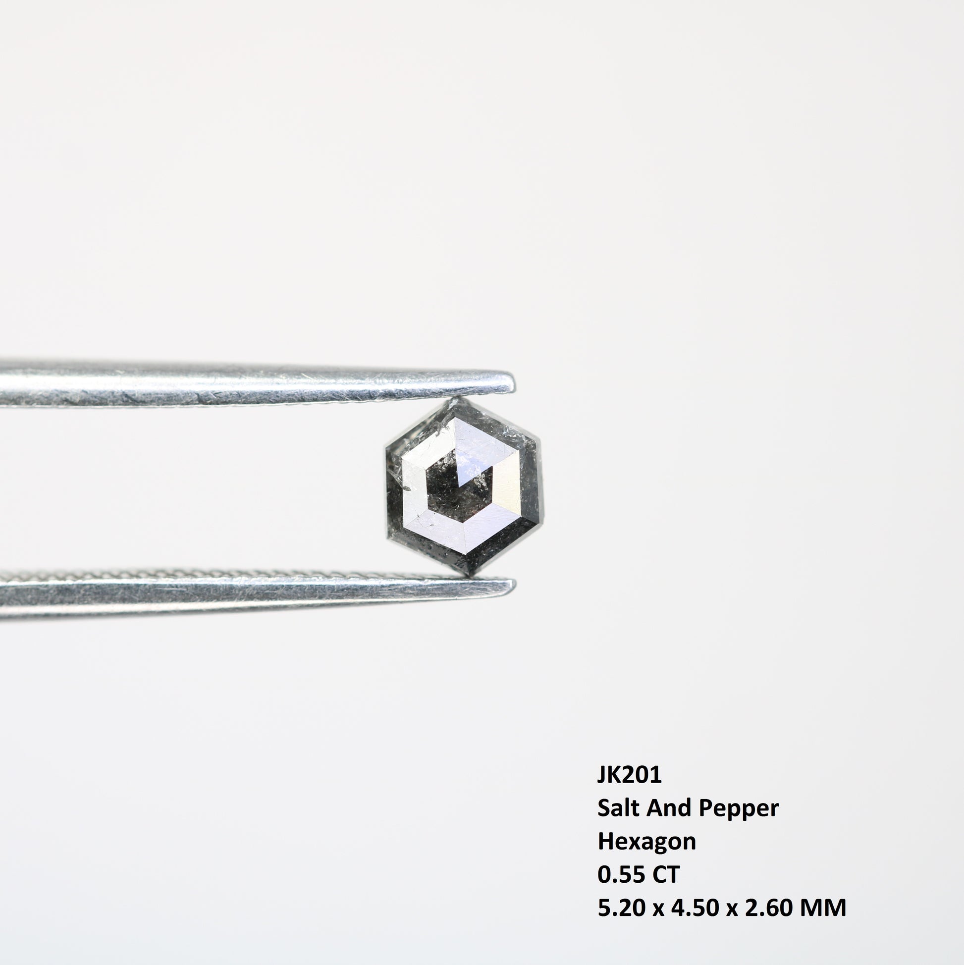0.55 CT Unique Hexagon Salt and Pepper Diamond – Ideal Loose Stone for Custom Bridal Jewelry - JayKrishna Diamond