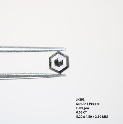 0.55 CT Unique Hexagon Salt and Pepper Diamond – Ideal Loose Stone for Custom Bridal Jewelry - JayKrishna Diamond