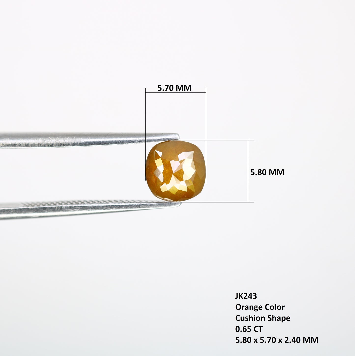 0.65 CT Orange Cushion Shape Diamond (5.80 MM) for Wedding Ring - Unique Gemstone for Custom Bridal Jewelry Designs - JayKrishna Diamond