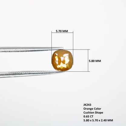 0.65 CT Orange Cushion Shape Diamond (5.80 MM) for Wedding Ring - Unique Gemstone for Custom Bridal Jewelry Designs - JayKrishna Diamond