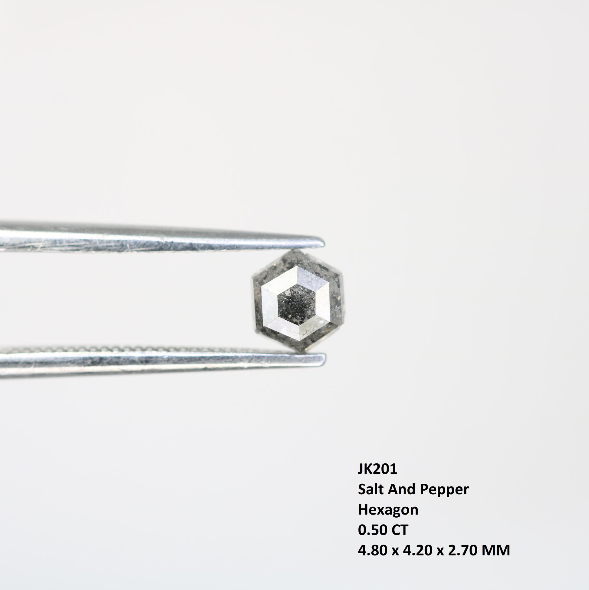 0.50 CT Elongated Hexagon Shape Salt And Pepper Diamond For Engagement Ring - JayKrishna Diamond