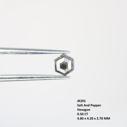 0.50 CT Elongated Hexagon Shape Salt And Pepper Diamond For Engagement Ring - JayKrishna Diamond