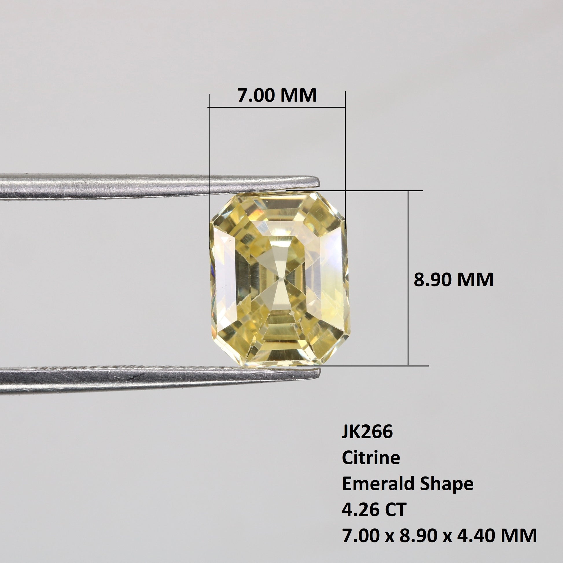 4.26 CT 7.00 MM Emerald Shape Yellow Citrine Loose Gemstone For Wedding Ring - JayKrishna Diamond