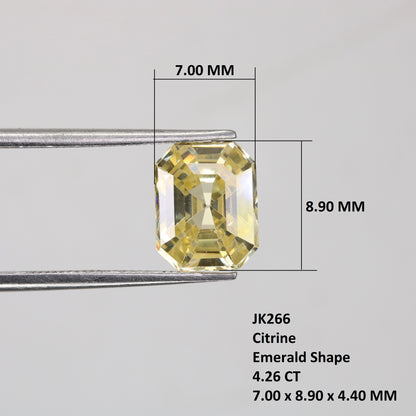 4.26 CT 7.00 MM Emerald Shape Yellow Citrine Loose Gemstone For Wedding Ring - JayKrishna Diamond