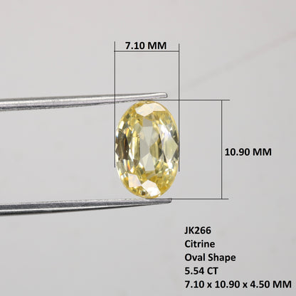 5.54 CT 7.10 MM Oval Shape Yellow Citrine Loose Gemstone For Wedding Ring - JayKrishna Diamond