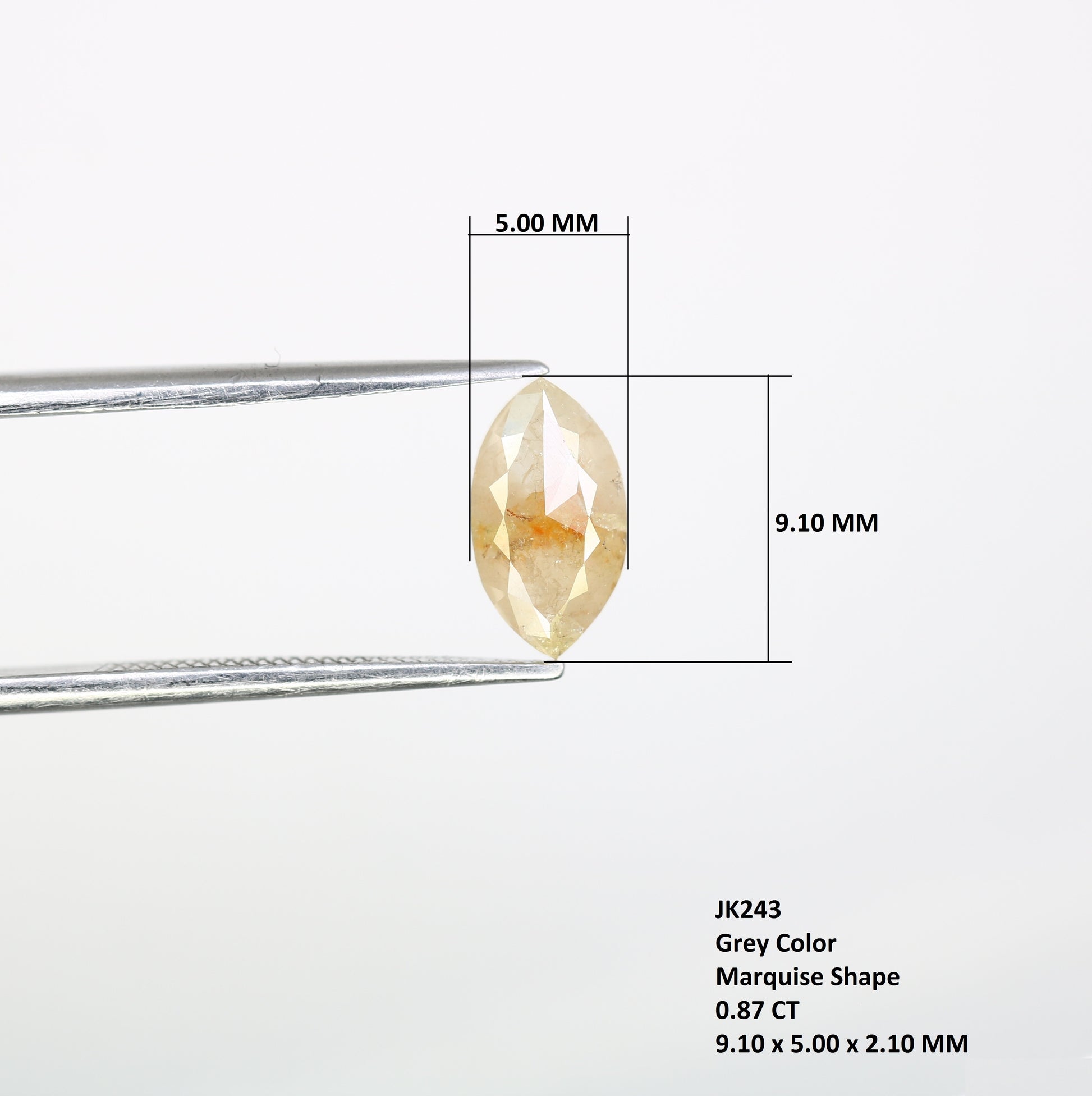 0.87 CT Marquise Shape 9.10 MM Loose Natural Grey Diamond For Engagement Ring - JayKrishna Diamond
