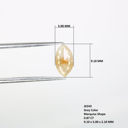 0.87 CT Marquise Shape 9.10 MM Loose Natural Grey Diamond For Engagement Ring - JayKrishna Diamond
