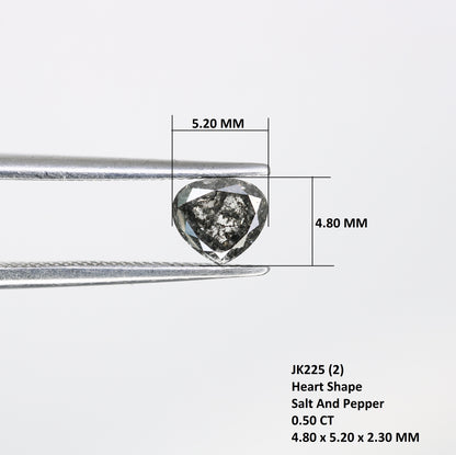0.50 Carat Heart Shape Loose Salt And Pepper Diamond For Wedding Ring - JayKrishna Diamond