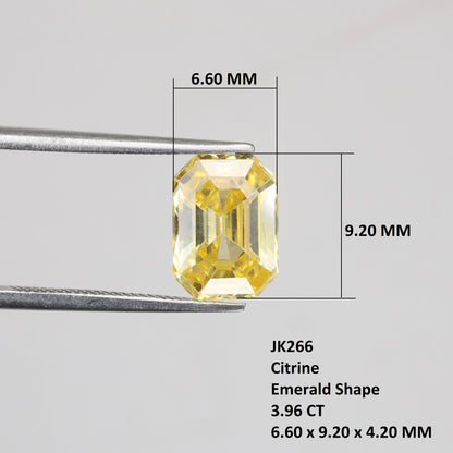 3.96 CT 6.60 MM Emerald Shape Yellow Citrine Natural Gemstone For Engagement Ring - JayKrishna Diamond