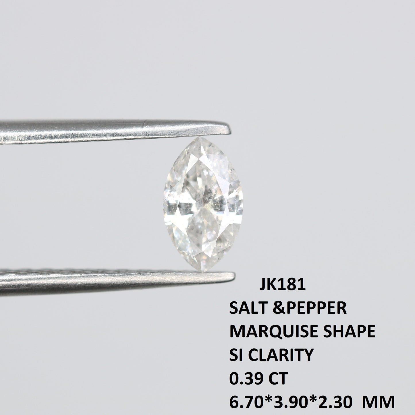 0.39 CT Marquise Shape Salt and Pepper Diamond for Custom Engagement Rings, Unique Fine Jewelry & Elegant Bridal Jewelry - JayKrishna Diamond