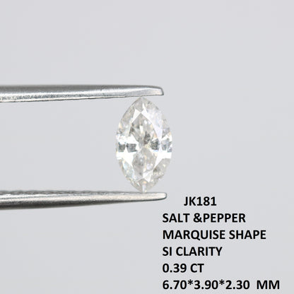 0.39 CT Marquise Shape Salt and Pepper Diamond for Custom Engagement Rings, Unique Fine Jewelry & Elegant Bridal Jewelry - JayKrishna Diamond