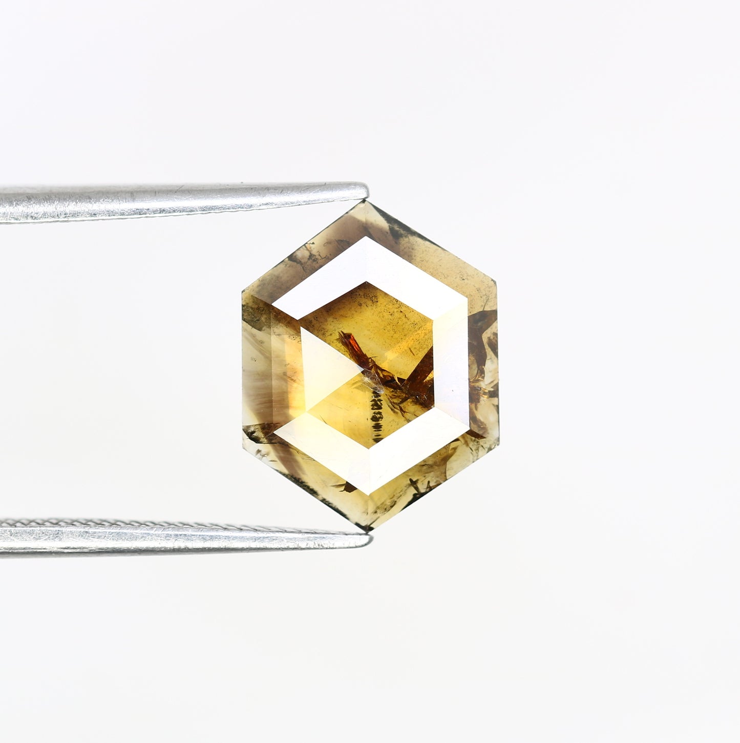 1.95 Carat Natural Brown Hexagon Shaped 12.00 MM Diamond For Proposal Ring - JayKrishna Diamond