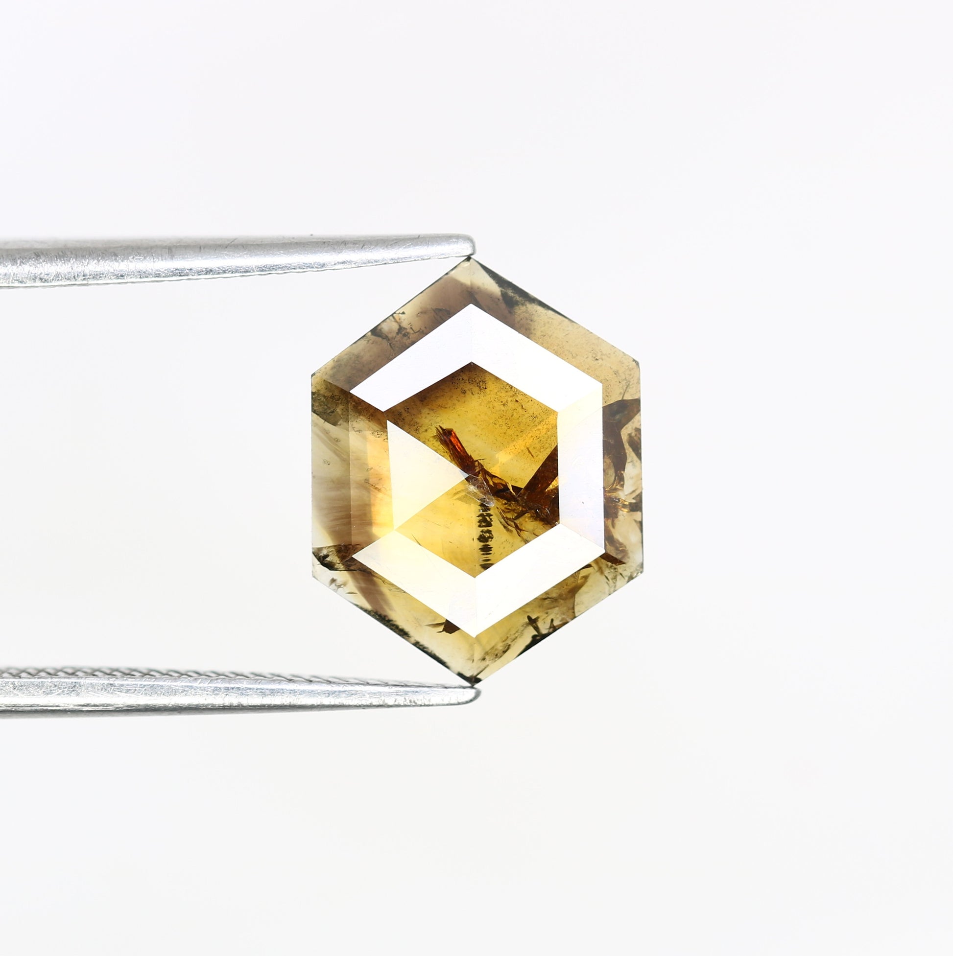 1.95 Carat Natural Brown Hexagon Shaped 12.00 MM Diamond For Proposal Ring - JayKrishna Diamond
