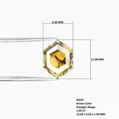 1.95 Carat Natural Brown Hexagon Shaped 12.00 MM Diamond For Proposal Ring - JayKrishna Diamond