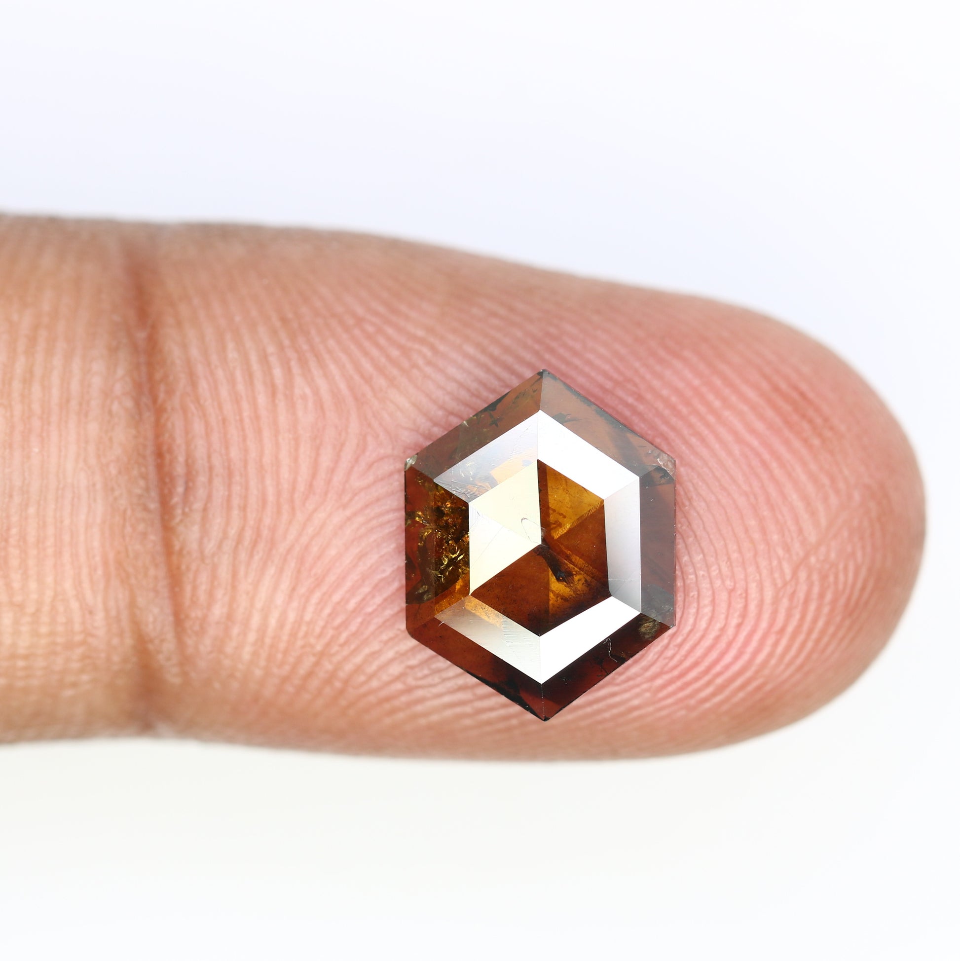 1.95 Carat Natural Brown Hexagon Shaped 12.00 MM Diamond For Proposal Ring - JayKrishna Diamond