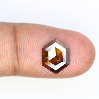 1.95 Carat Natural Brown Hexagon Shaped 12.00 MM Diamond For Proposal Ring - JayKrishna Diamond