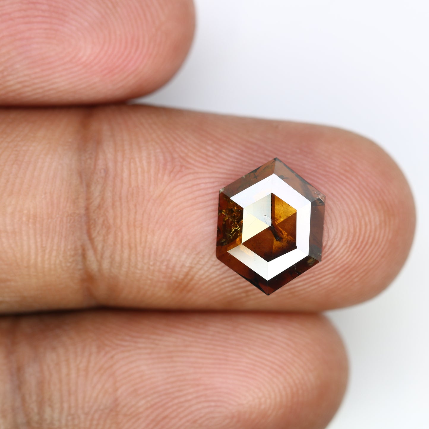 1.95 Carat Natural Brown Hexagon Shaped 12.00 MM Diamond For Proposal Ring - JayKrishna Diamond