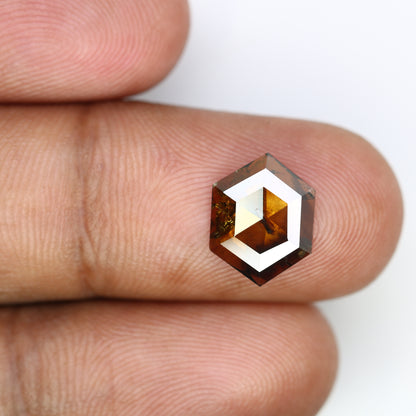 1.95 Carat Natural Brown Hexagon Shaped 12.00 MM Diamond For Proposal Ring - JayKrishna Diamond