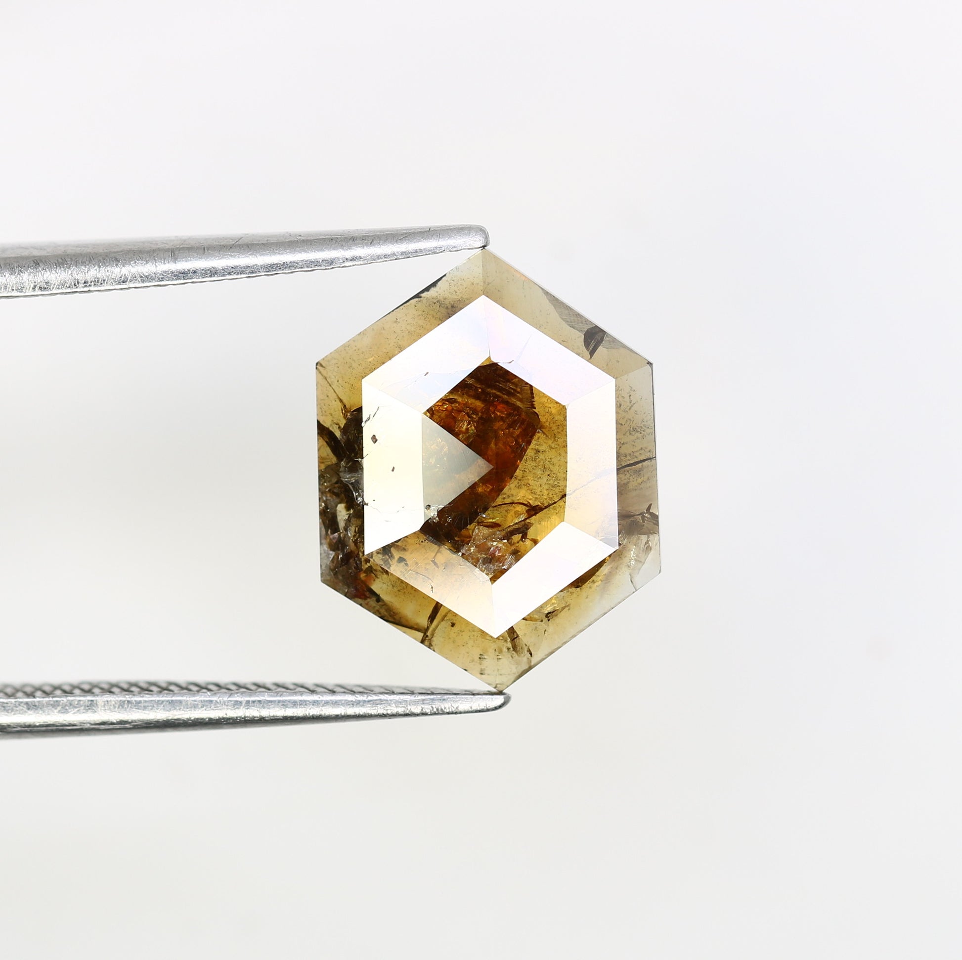 1.88 Carat 12.00 MM Hexagon Shaped Natural Brown Diamond For Promise Ring - JayKrishna Diamond