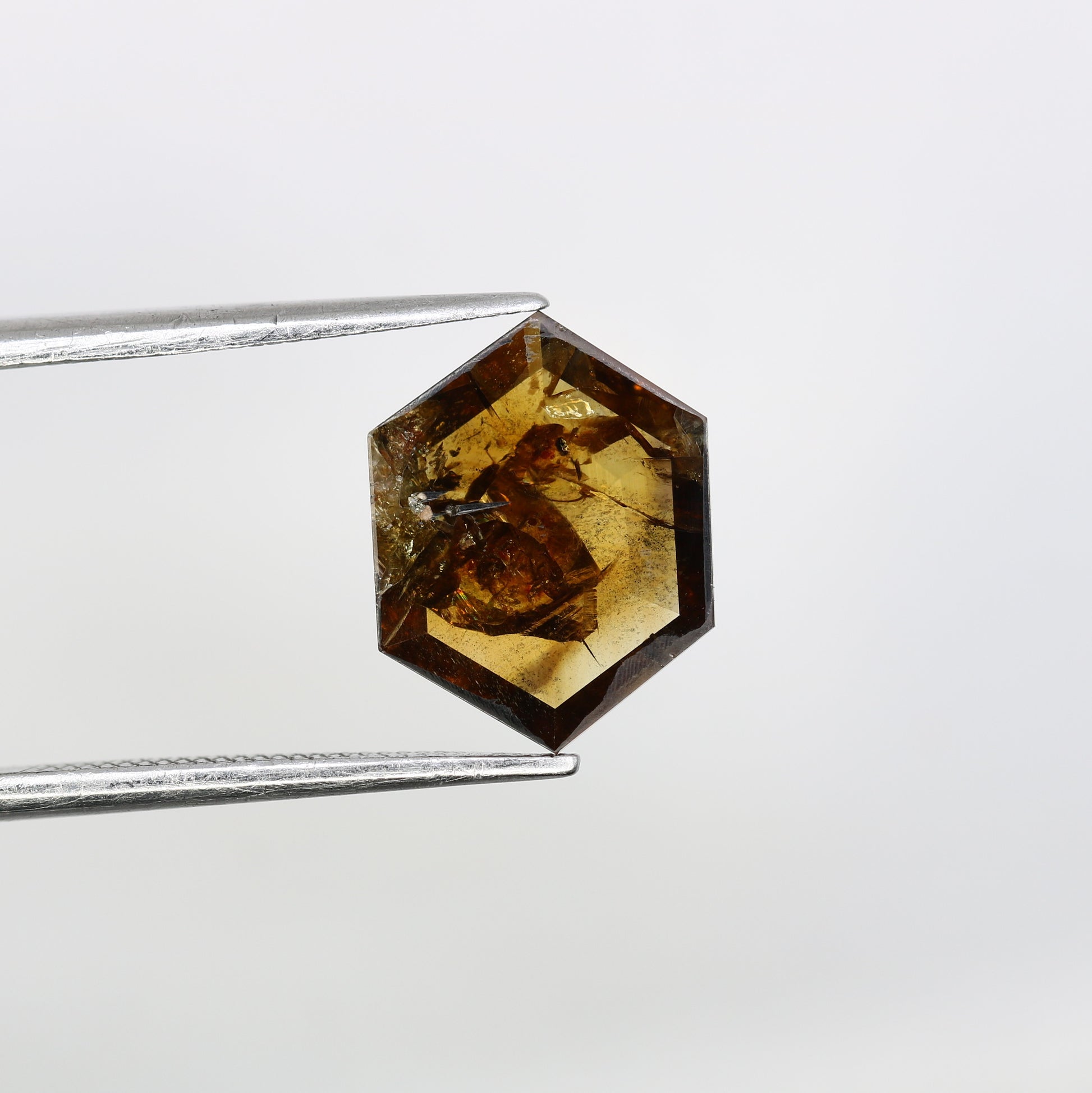 1.88 Carat 12.00 MM Hexagon Shaped Natural Brown Diamond For Promise Ring - JayKrishna Diamond