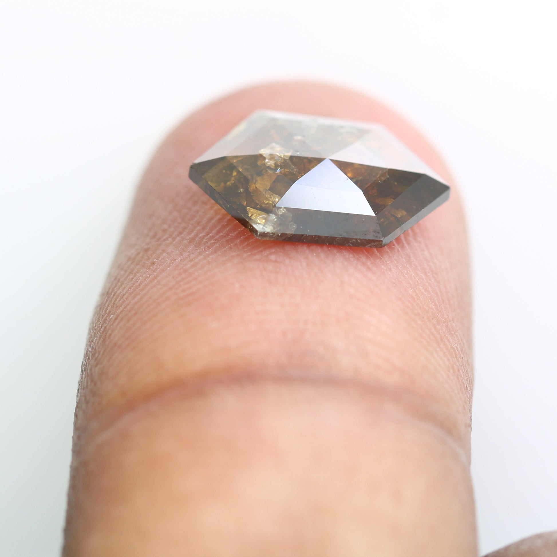 1.88 Carat 12.00 MM Hexagon Shaped Natural Brown Diamond For Promise Ring - JayKrishna Diamond