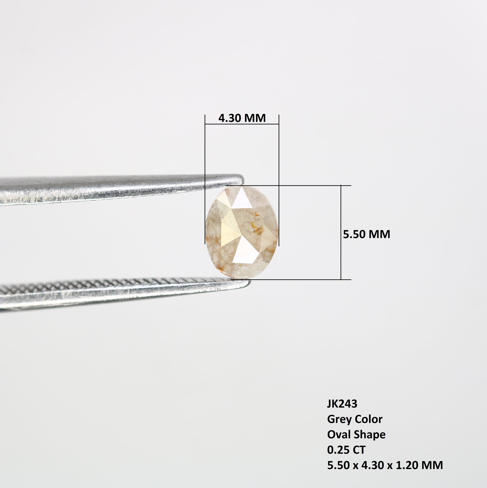 0.25 CT Oval Cut 5.50 MM Loose Grey Natural Diamond – Ideal for Engagement Rings | Elegant Grey Diamond Jewelry - JayKrishna Diamond
