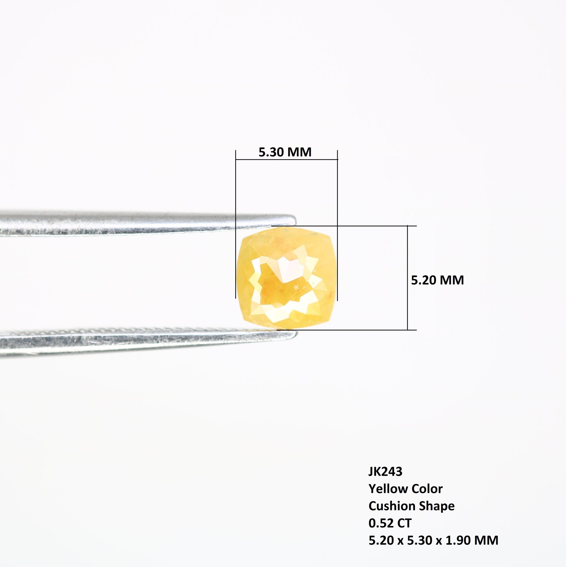 0.52 CT 5.20 MM Cushion Shape Yellow Fancy Diamond For Designer Ring - JayKrishna Diamond