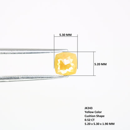 0.52 CT 5.20 MM Cushion Shape Yellow Fancy Diamond For Designer Ring - JayKrishna Diamond