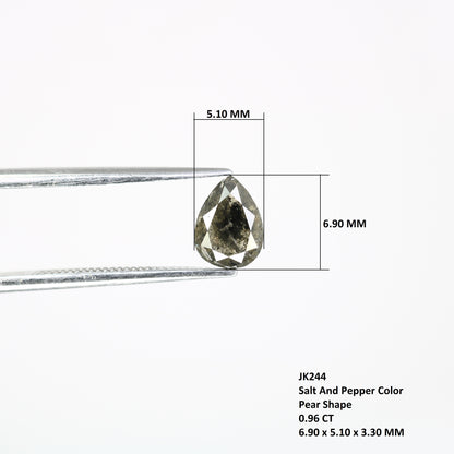 0.96 Carat Loose Pear Cut Salt And Pepper 6.90 MM Diamond For Promise Ring - JayKrishna Diamond
